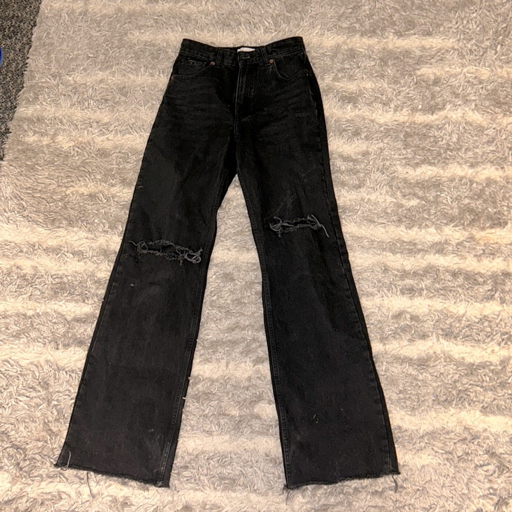 Super cute black flare jeans with rips